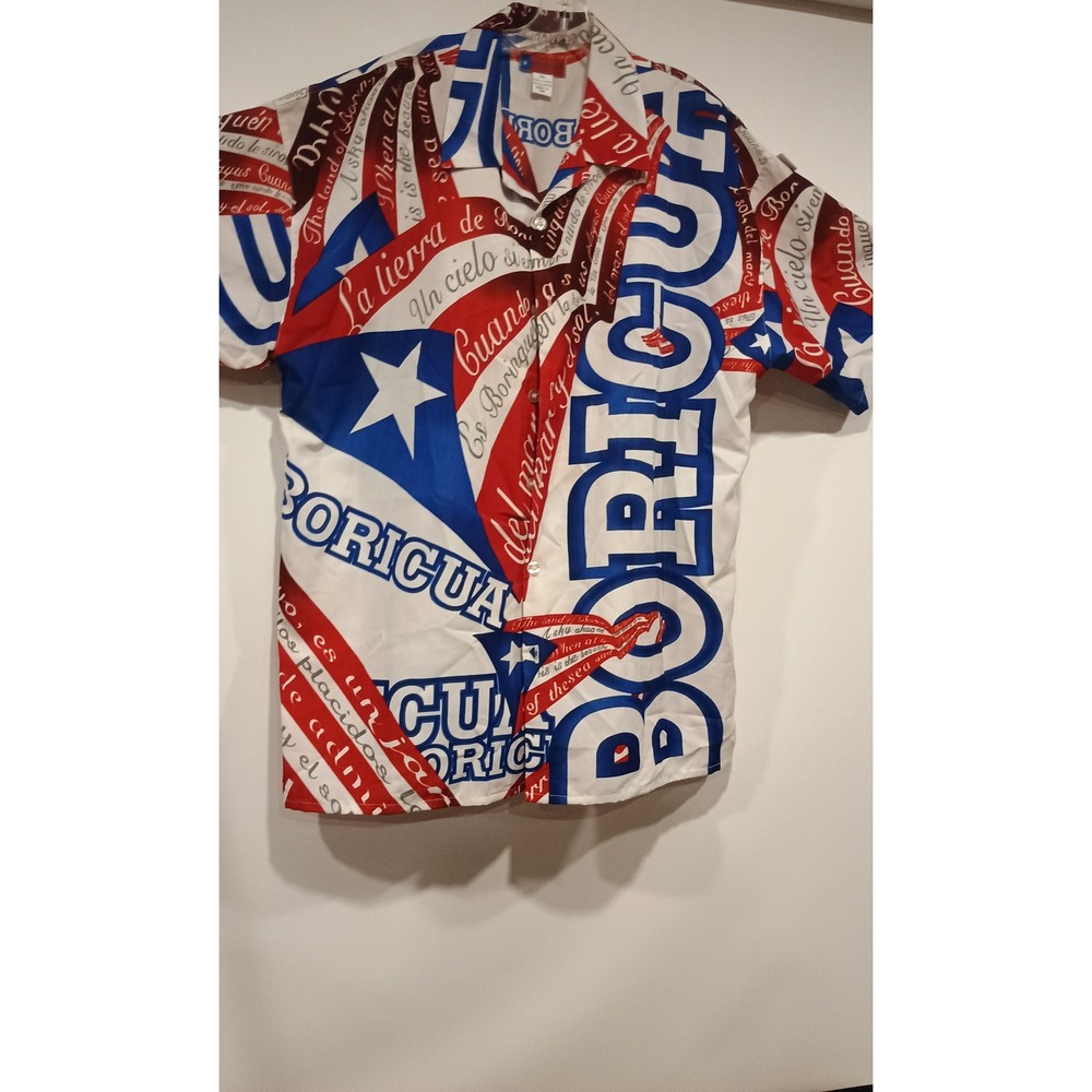Mega USA Boricua Puerto Rico Shirt Mens 2XL Red White Blue Excellent Flag Print